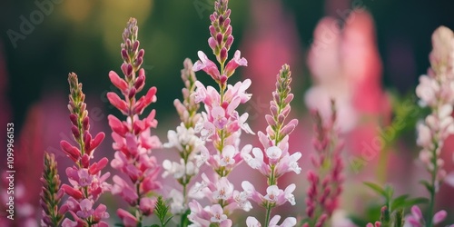 A plant featuring delicate reddish pink and white flowers at the tips, often identified as common fumitory. The fumitory s aesthetic charm is frequently overlooked because of its small blossoms. photo