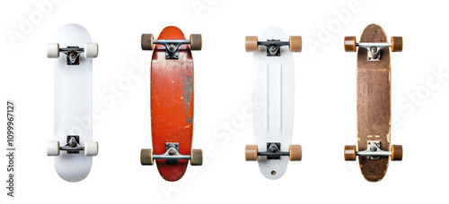 Wallpaper Mural Vintage and Modern Skateboards Set of Four on White Transparent Background. Torontodigital.ca
