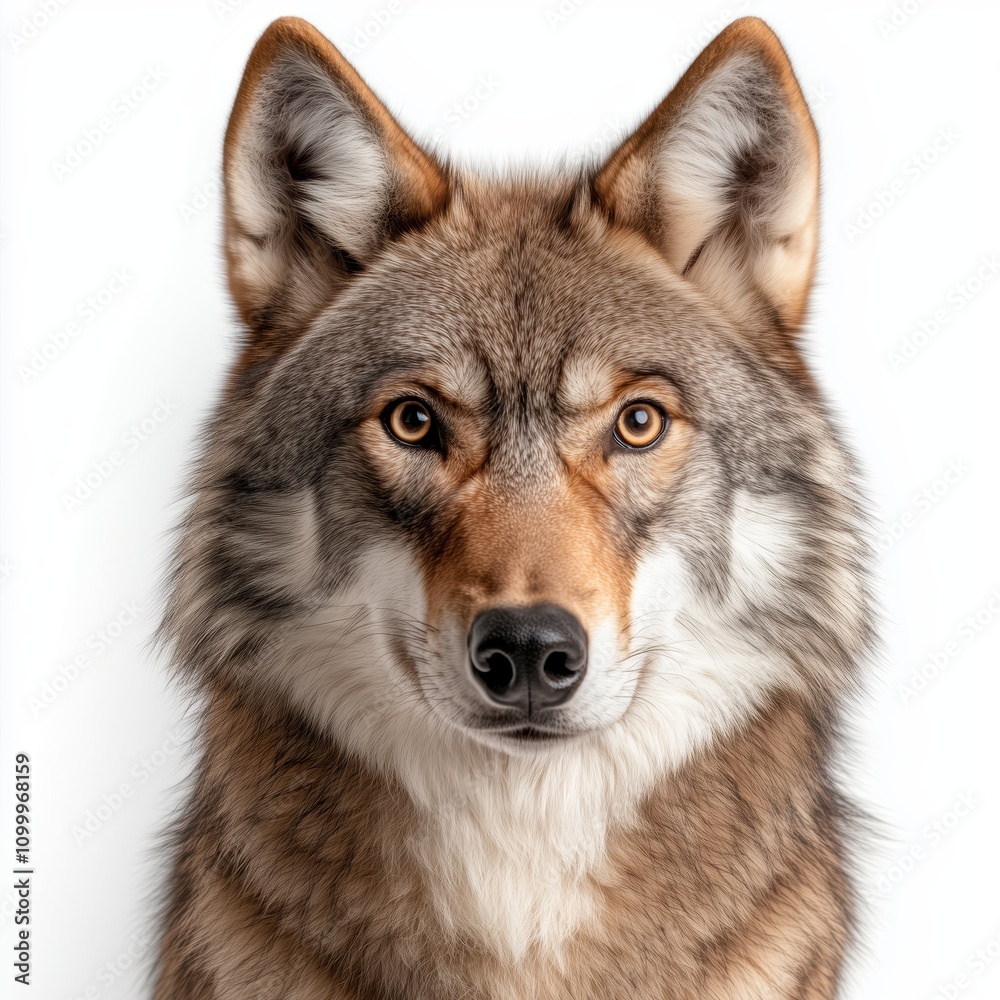 Obraz premium Wolf standing confidently with detailed fur, showcasing strength and beauty in a natural pose