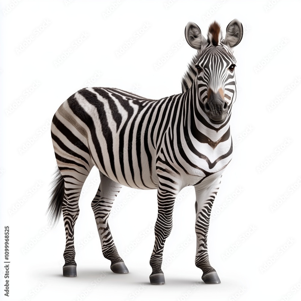 Obraz premium Zebra showcasing its stunning stripes while of strength