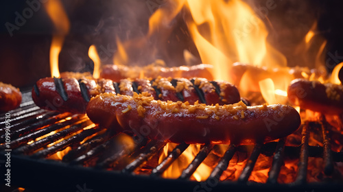 sausages on the grill