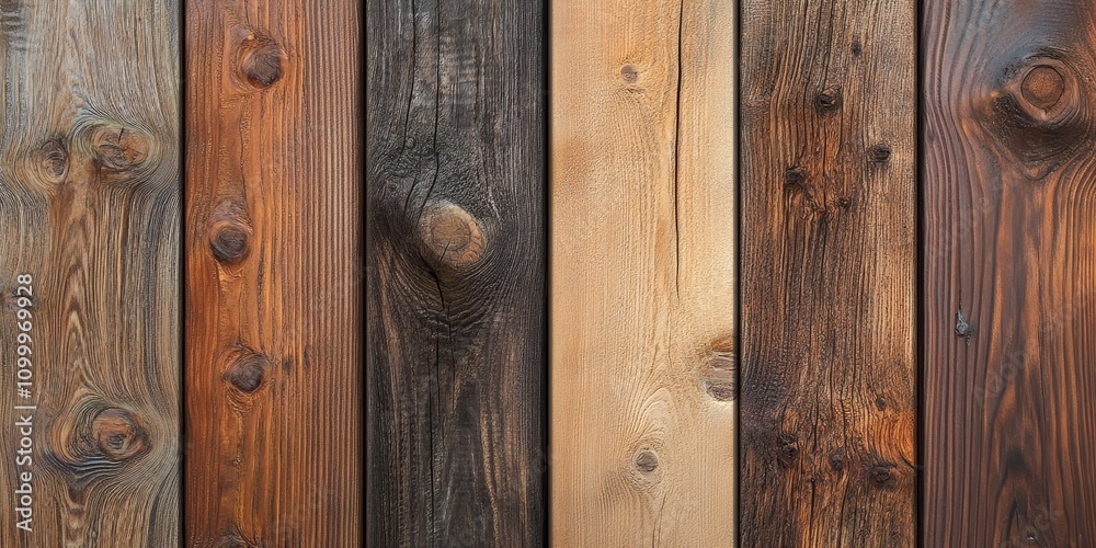 Obraz premium Natural timber planks featuring distinctive knots and beautiful grain patterns, highlighting the unique characteristics of natural timber. Explore the enchanting details of timber planks.