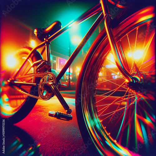 Edge Lighting Lomography A bike with bright edges in a vibrant d photo