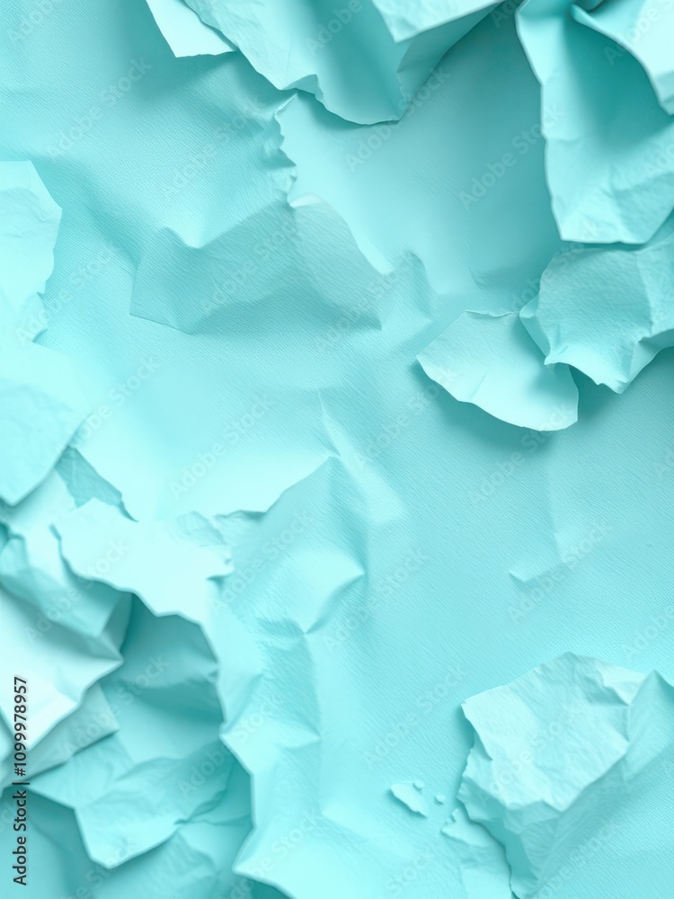 Obraz premium A close-up of a torn piece of turquoise and white paper, fragment, abstract, design, color