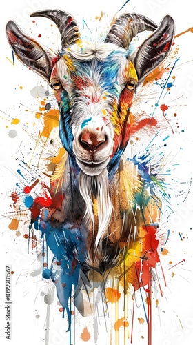 Goats creating chalk art