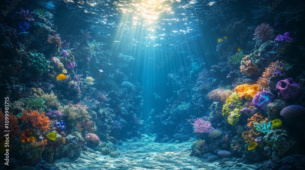 Obraz premium Vibrant Coral Reef Underwater Landscape