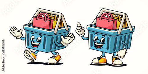 Shopping Basket character cartoon mascot. Suitable for business, marketing, promotion and design elements