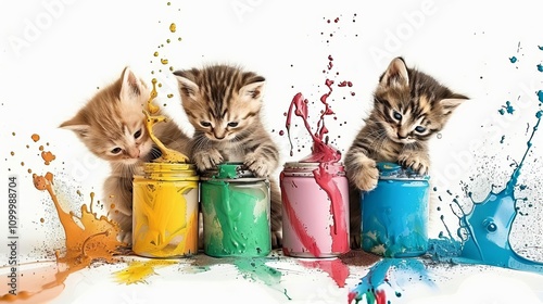 Kittens painting with spray paint