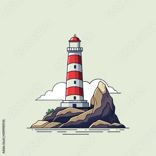 A coastal scene with a lighthouse