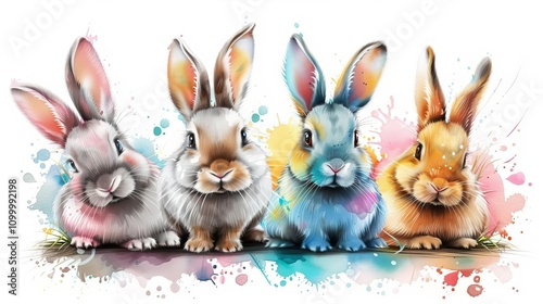 Rabbits making a mosaic