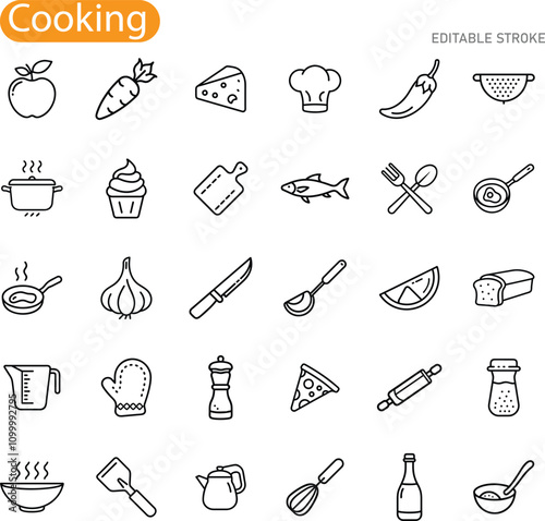 Culinary Icons Food, Utensils, Ingredients, Cooking, Recipes, Kitchen