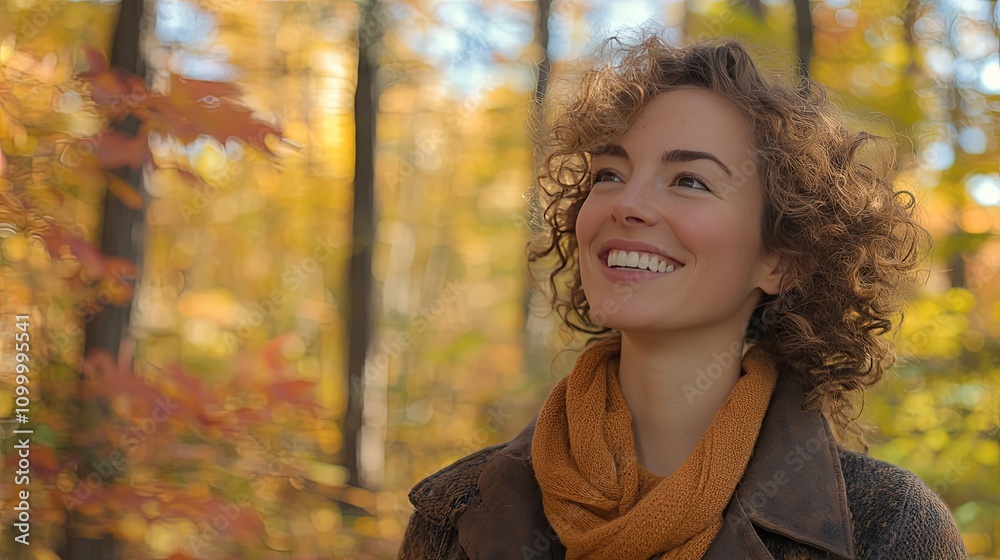 Smiling Woman in Autumn Forest - Portrait Photography Smiling Woman in Autumn Forest - Portrait Photography