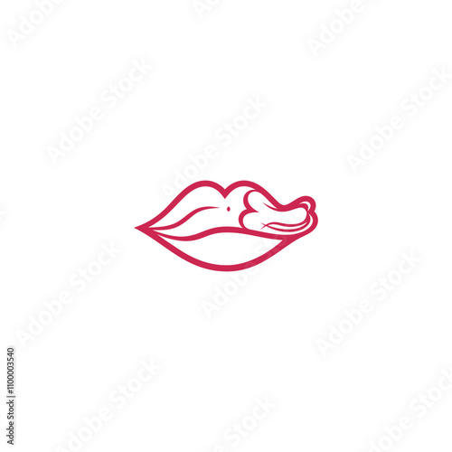 Naked girl lips creative logo design.
