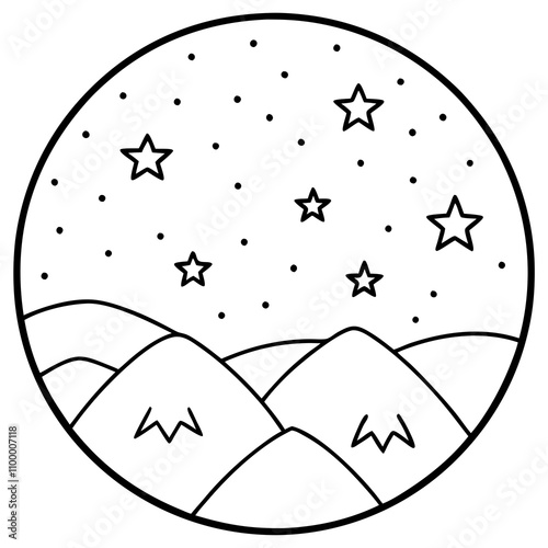 Starry Skies Line Art Vector