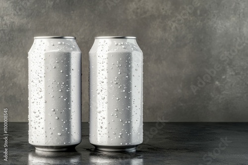 blank white beer can with grey background 