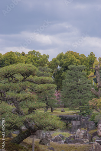 Traditional japanese gardens surrounding a castle - Serenity and natural harmony. photo