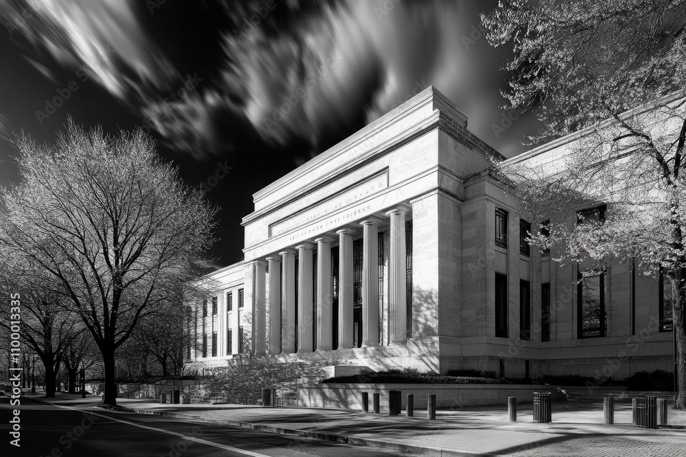 Obraz premium The Federal Reserve Bank in Washington D.C.: Insights into Money Management, Interest Rates, and Economic Investment