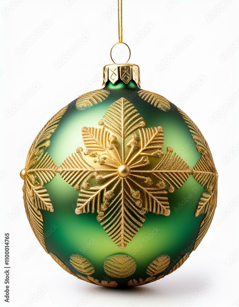 Fototapeta premium Festive Décor Essentials: Gold & Green Christmas Baubles