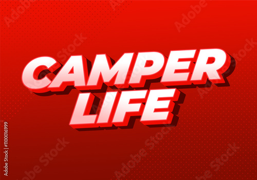 Camper life. Text effect design for social media or digital ads in bold fonts