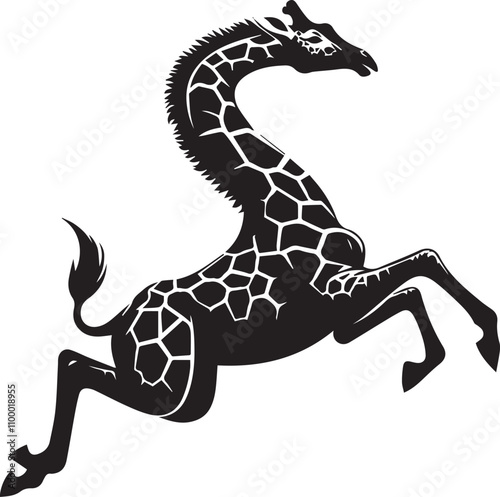 Leaping giraffe mid air legs tucked up