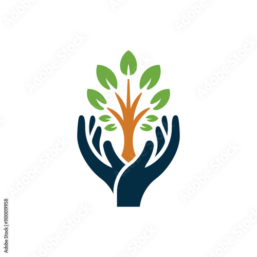 Raise Hands Nature Logo EPS Vector Template