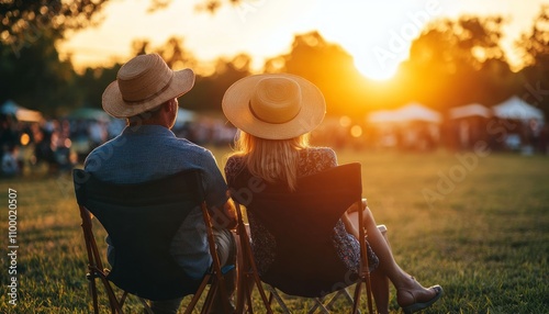 A couple sitting on camping chairs 