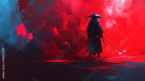 abstract illustration of a samurai