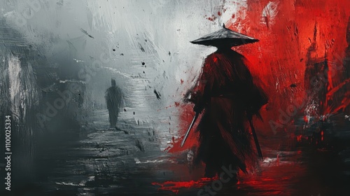 abstract illustration of a samurai