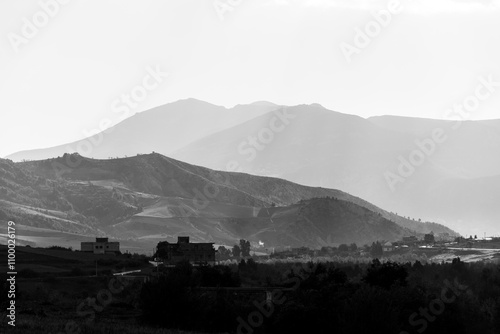 Scenic view of mountains against the sky in Setif, Algeria.