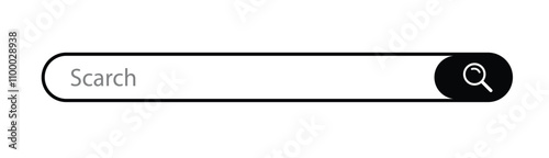 search bar Internet browser engine for UI design, website interface element with web icons and push button vector
