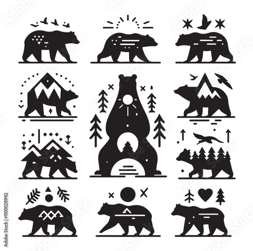 bear silhouette  illustration vector