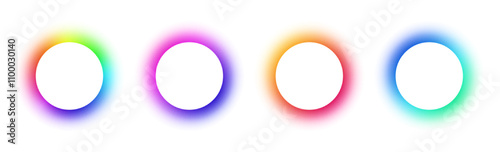 Gradient circles background, color gradation with halftone effect. Vibrant design colorful swirls. Gradient blur circle pattern with grain dots design. Rainbow rgb color spectrum. Vector illustration