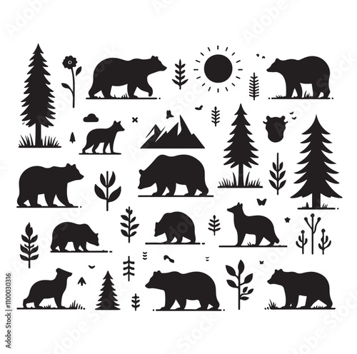 bear silhouette  illustration vector