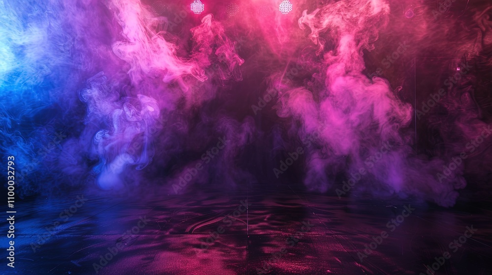 Obraz premium abstract neon stage smoke