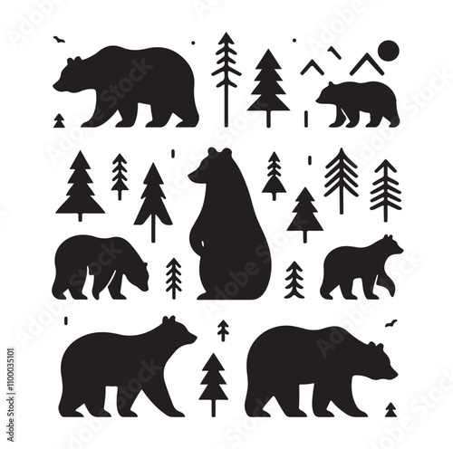 bear silhouette  illustration vector