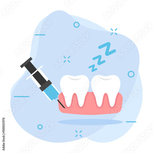 syringe for local anesthesia injection in gum for sedation concept, pain or discomfort before after procedure vector color icon design, Dentistry symbol, Healthcare sign Dental instrument illustration