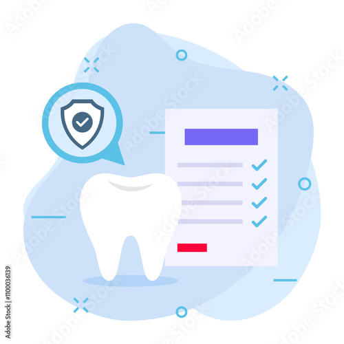 dental record history, assessment and diagnosis report concept, insurance claim document vector color icon design, Dentistry symbol, Healthcare sign, Dental instrument stock illustration