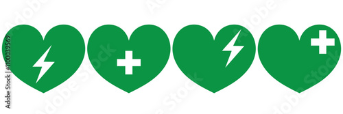 AED emergency defibrillator icon sign symbol