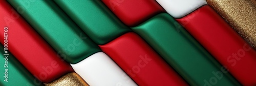 Festive greeting card design for Christmas and New Year, featuring red, green, white, and gold colors 