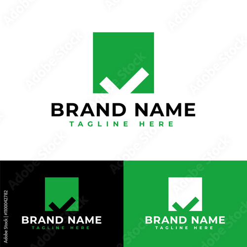 simple bold box square with check logo symbol icon flat stock vector design