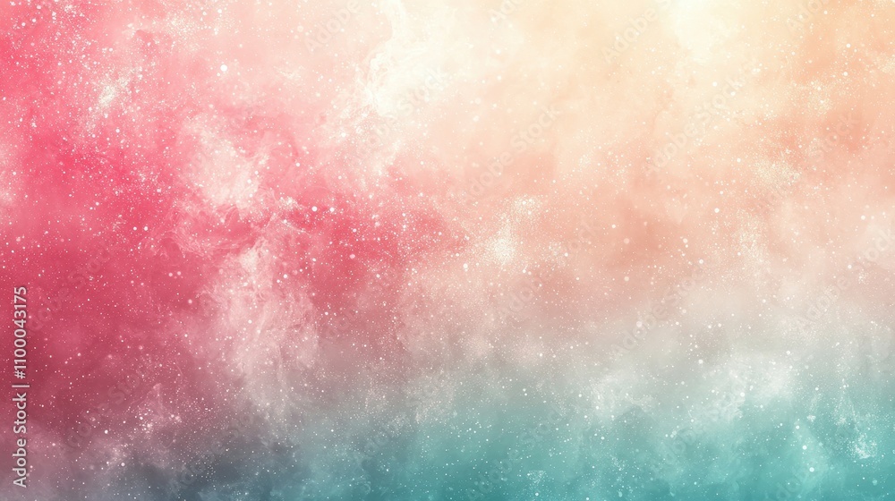 Fototapeta premium A minimalist pastel gradient background blending muted pink, mint, and cream tones. Soft textures create depth, while subtle sparkles add a whimsical touch. The clean, fresh look is versatile 