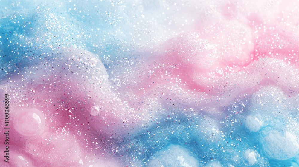 Fototapeta premium A pastel-inspired gradient background transitioning from baby blue to pale pink, with subtle sparkling textures. The soft tones create a dreamy and uplifting atmosphere, perfect for light and
