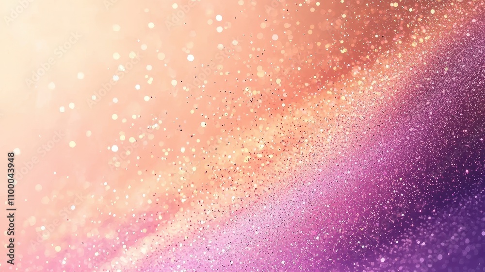Fototapeta premium A serene gradient background transitioning from soft pastel peach to gentle lavender, with subtle sparkling particles scattered across the design. The smooth blend of colors creates a dreamy 