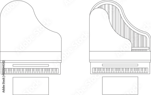 vector sketch illustration silhouette design of a grand piano for playing music