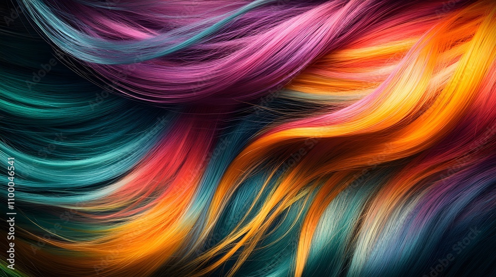 Fototapeta premium Painting of colorful, abstract hair swirls, swirling in an intricate pattern, creating a sense of movement and energy.