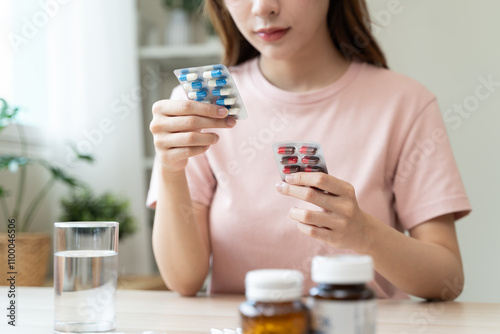 Healthcare Harmony: Close-Up Hands Holding Medication and Water Glass for Optimal Wellness, Pharmaceutical Treatment and mental health treatment