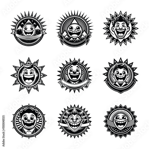 silhouette of funny sun vector