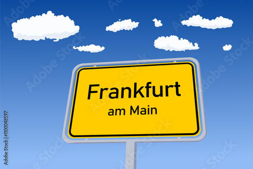 Frankfurt am Main city sign in Germany. City name welcome road sign vector illustration.