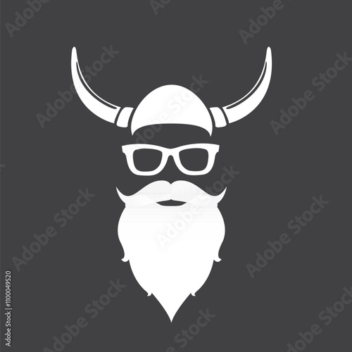 Santa Claus with beard vector illustration isolated on grey background. Christmas hipster poster for party or greeting card. Santa Hipster Claus. Vector merry christmas art design background.