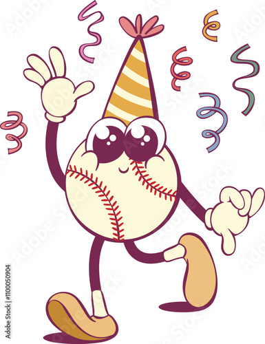 Canvas Print Whimsical baseball ball cartoon groovy character